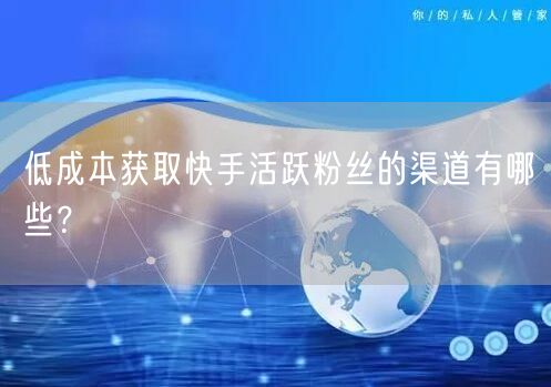 低成本获取快手活跃粉丝的渠道有哪些？